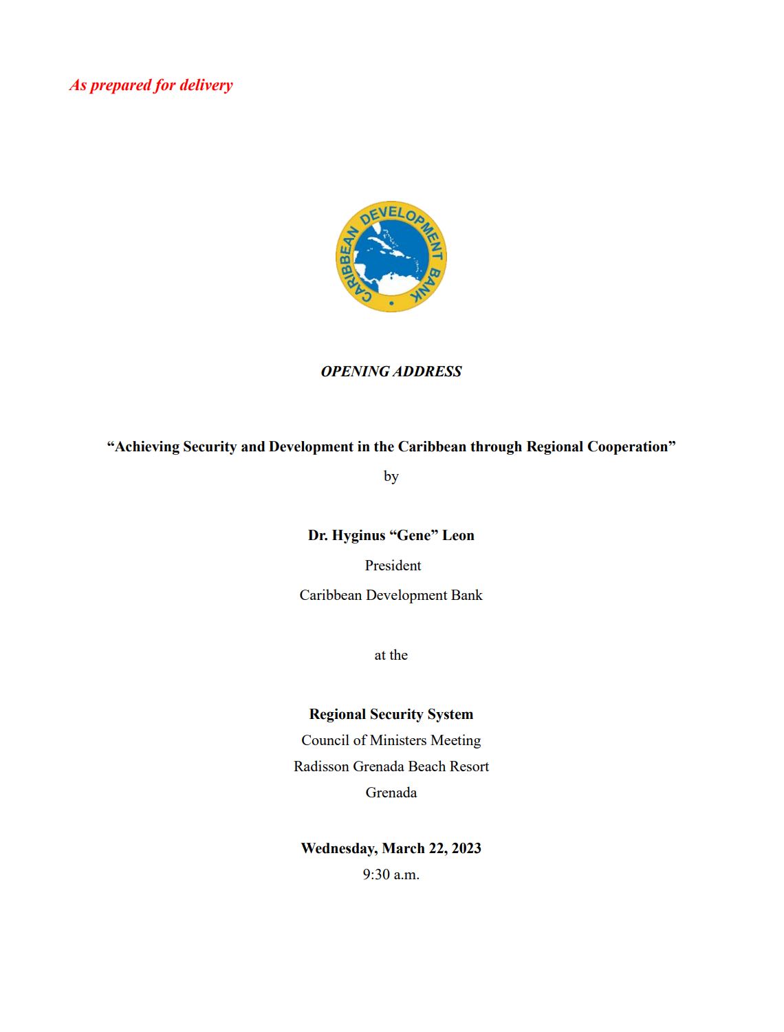 Achieving Security And Development In The Caribbean Through Regional ...